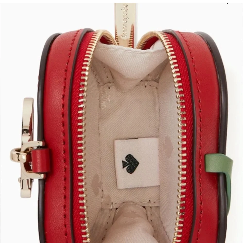 Kate Spade NOVELTY Red Honey crisp sliced apple key chain bag charm/coin purse - Picture 14 of 16
